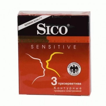 Презервативы Sico №3 Sensitive (контурные) 3шт/упак, 12 упак/кор